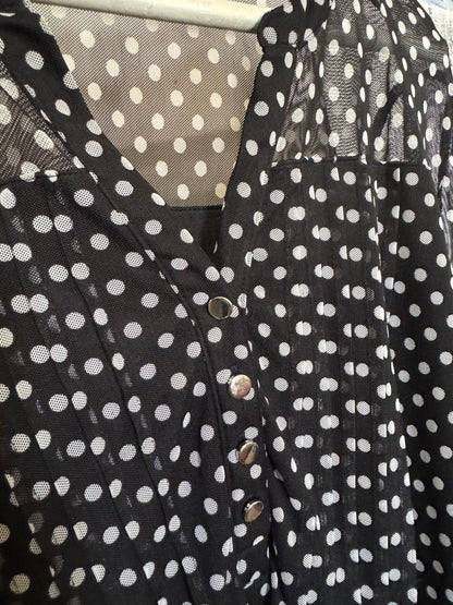 Black Polka Dot Sheer and Lined Button Up Tunic Women's XL - Haven on Summer HillWomen's Apparel