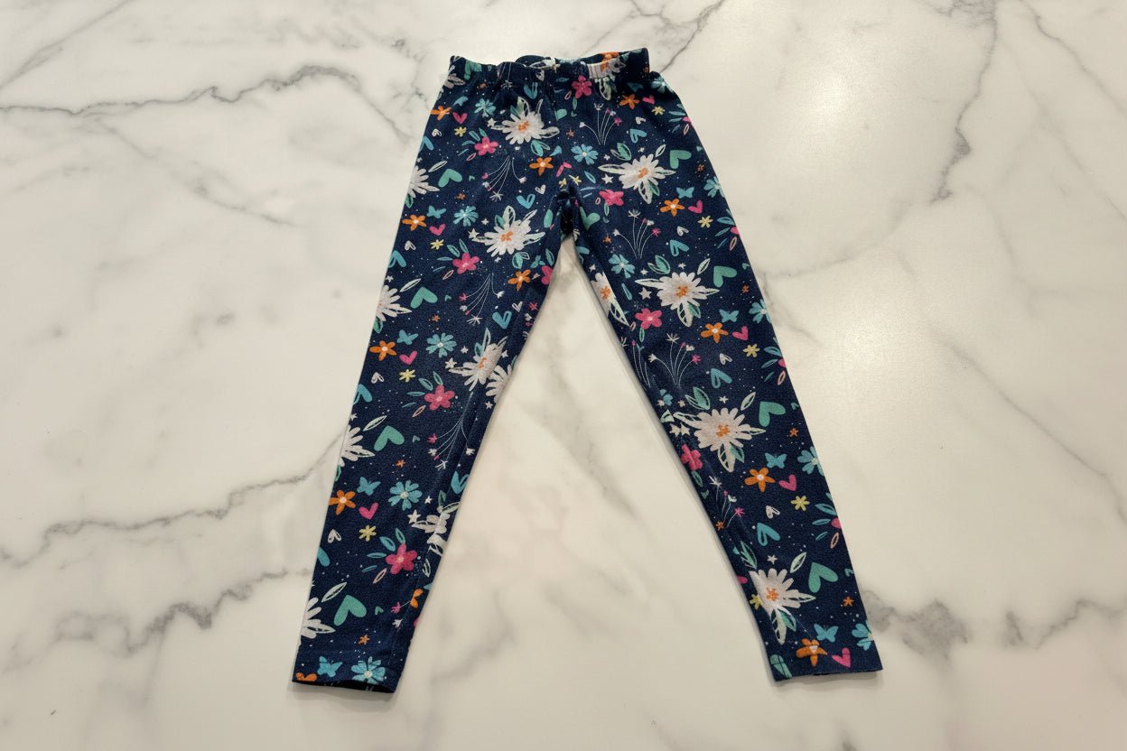 Ultra Soft Navy Leggings with Floral Pattern 4/5T - Haven on Summer HillGirl's Apparel