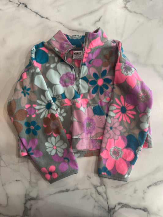Bright Floral Fleece Zip Neck Pullover 4/5T
