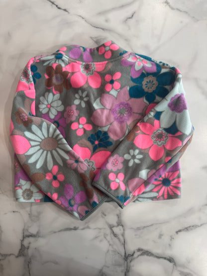 Bright Floral Fleece Zip Neck Pullover 4/5T