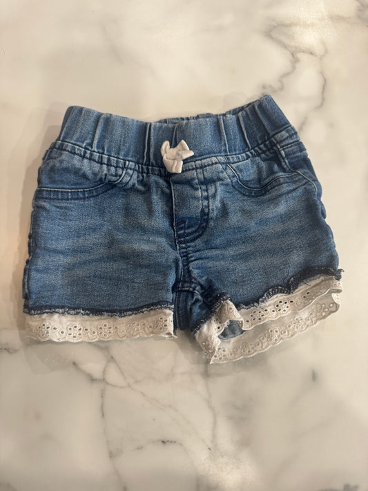 White Decorative Hemmed Jean Short 2T