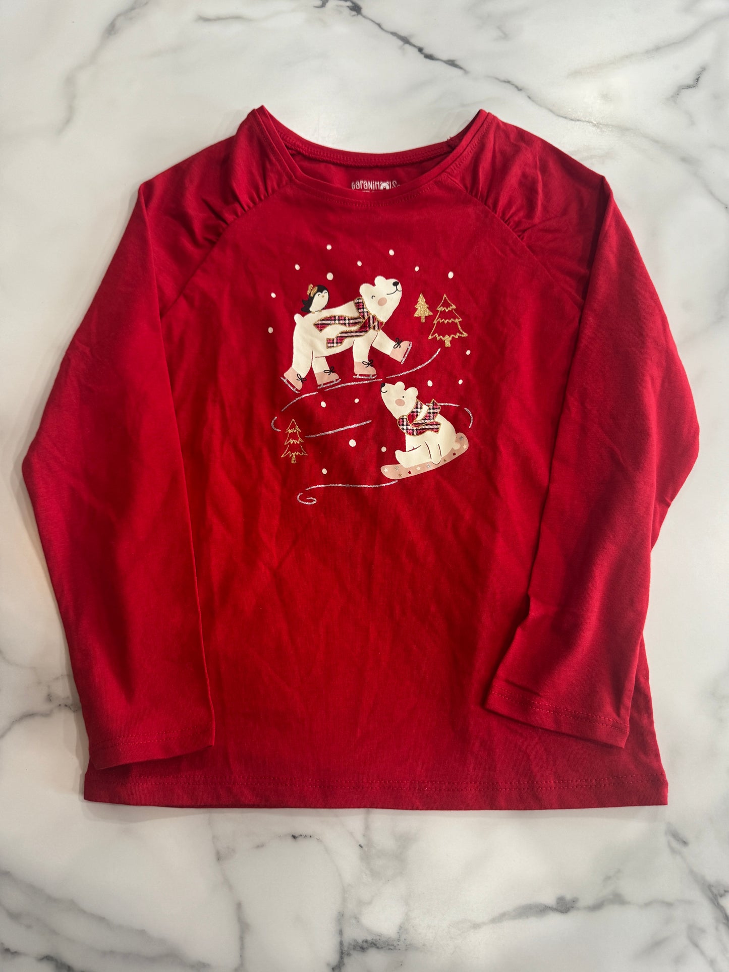 Red Long Sleeve Polar Bear Tee 5T