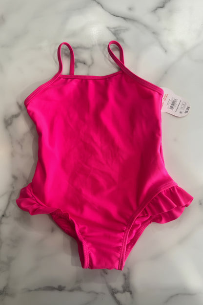 Hot Pink One Piece Swimsuit with Ruffle Trim New with Tags 3T