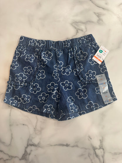 Floral Print Jean Shorts with Ruffle Pocket Detail New with Tag 4T