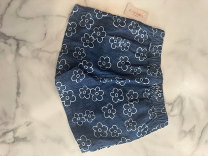 Floral Print Jean Shorts with Ruffle Pocket Detail New with Tag 4T