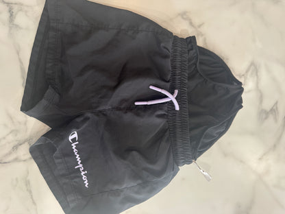 Champion Black Shorts 2-In-One with Purple Drawstring and Attached Liner Briefs 4T