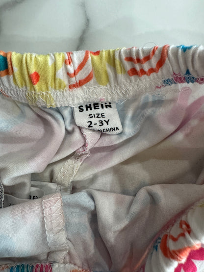Set of 3 Orange & Floral Long Length Shorts 2/3T