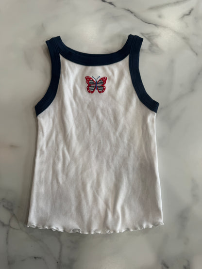 Navy & White Butterfly Tank 4/5T