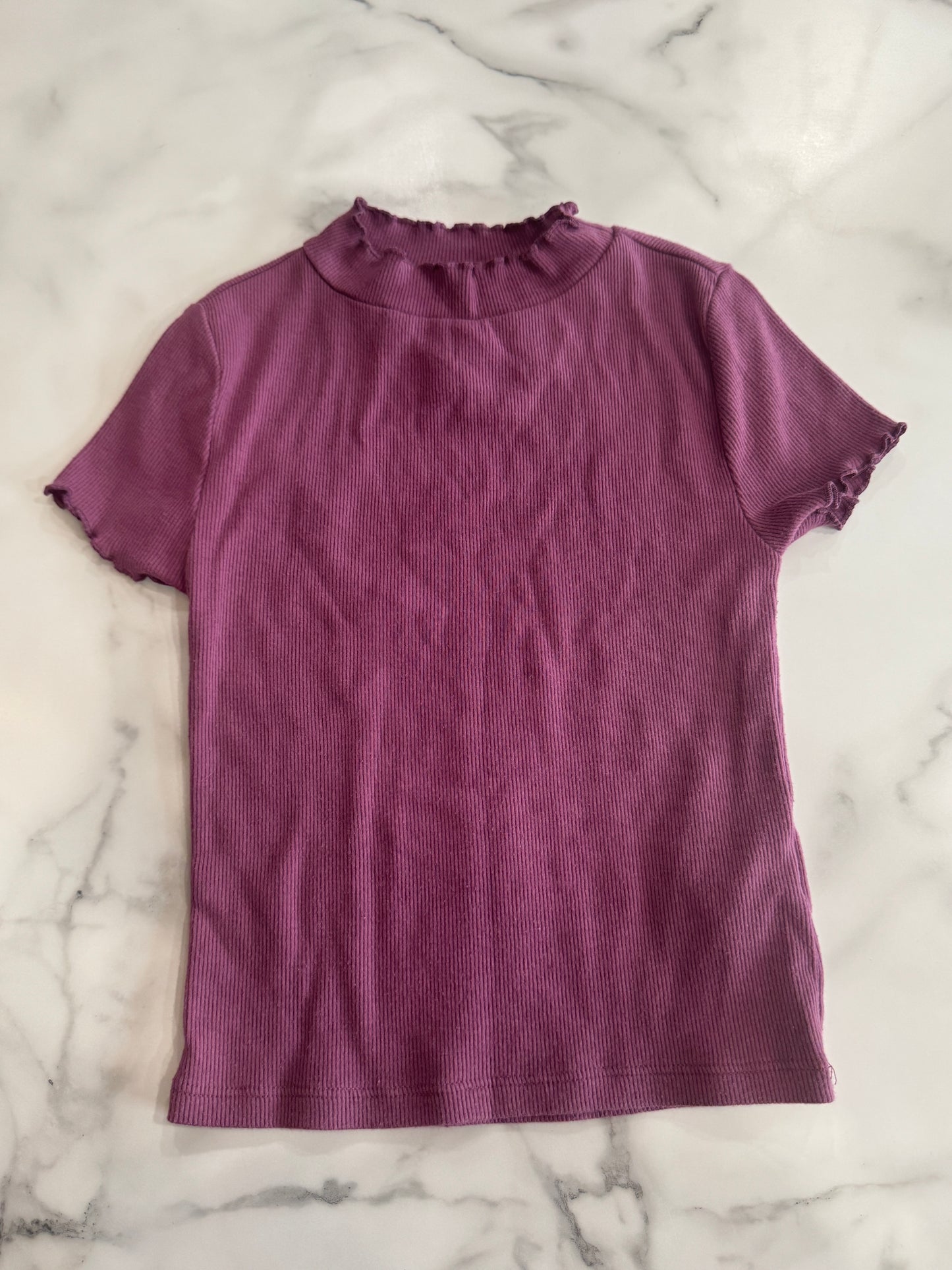 Soft Raisin Colored Short Sleeve with Ruffle Neck 4/5T