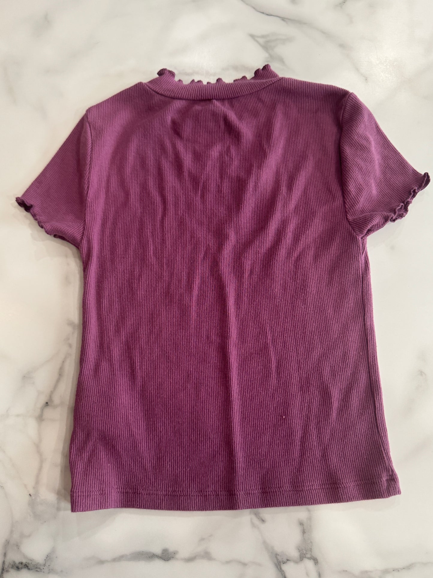 Soft Raisin Colored Short Sleeve with Ruffle Neck 4/5T