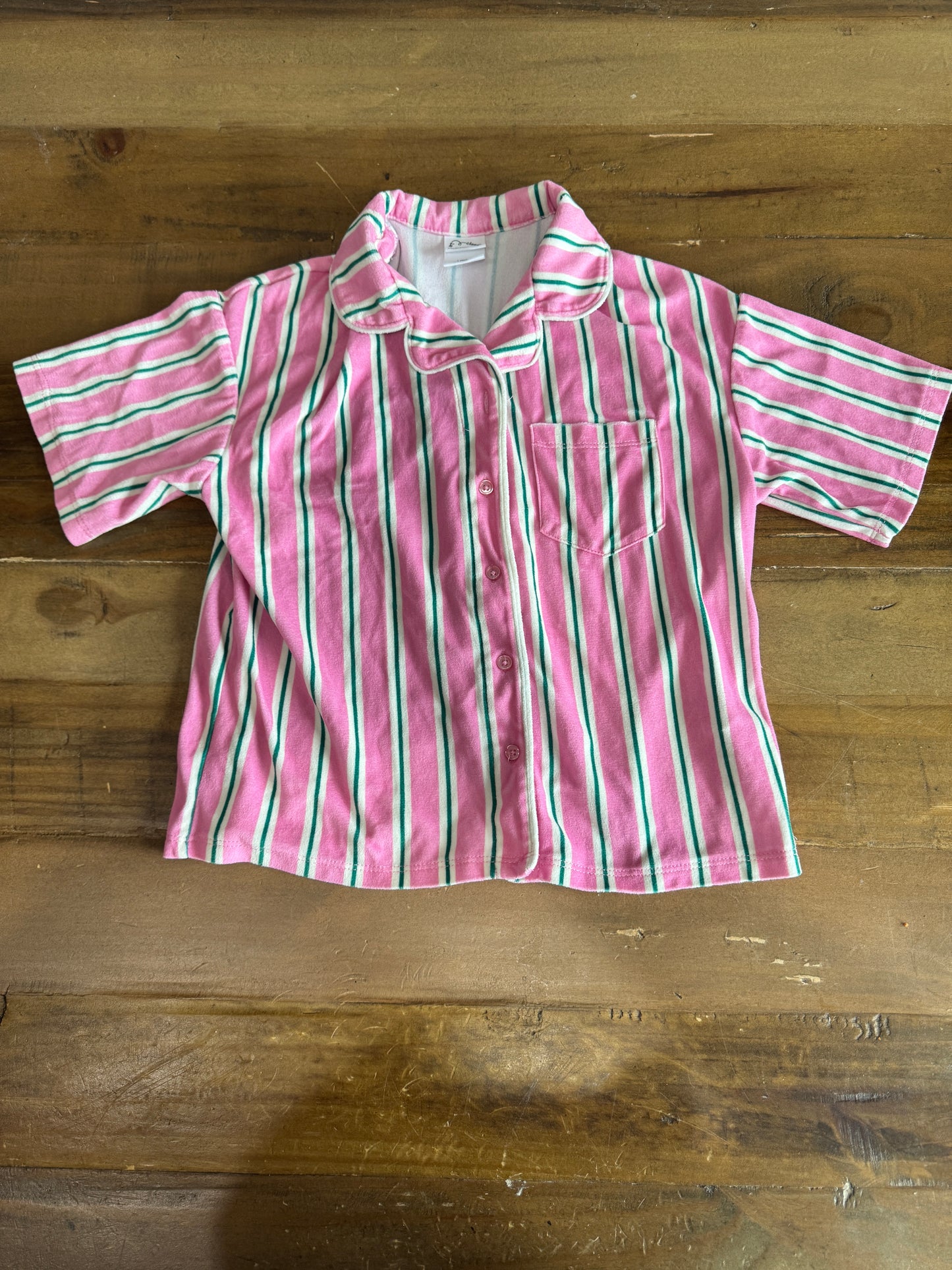 Plush Pink & Green Striped PJ Set 10/12