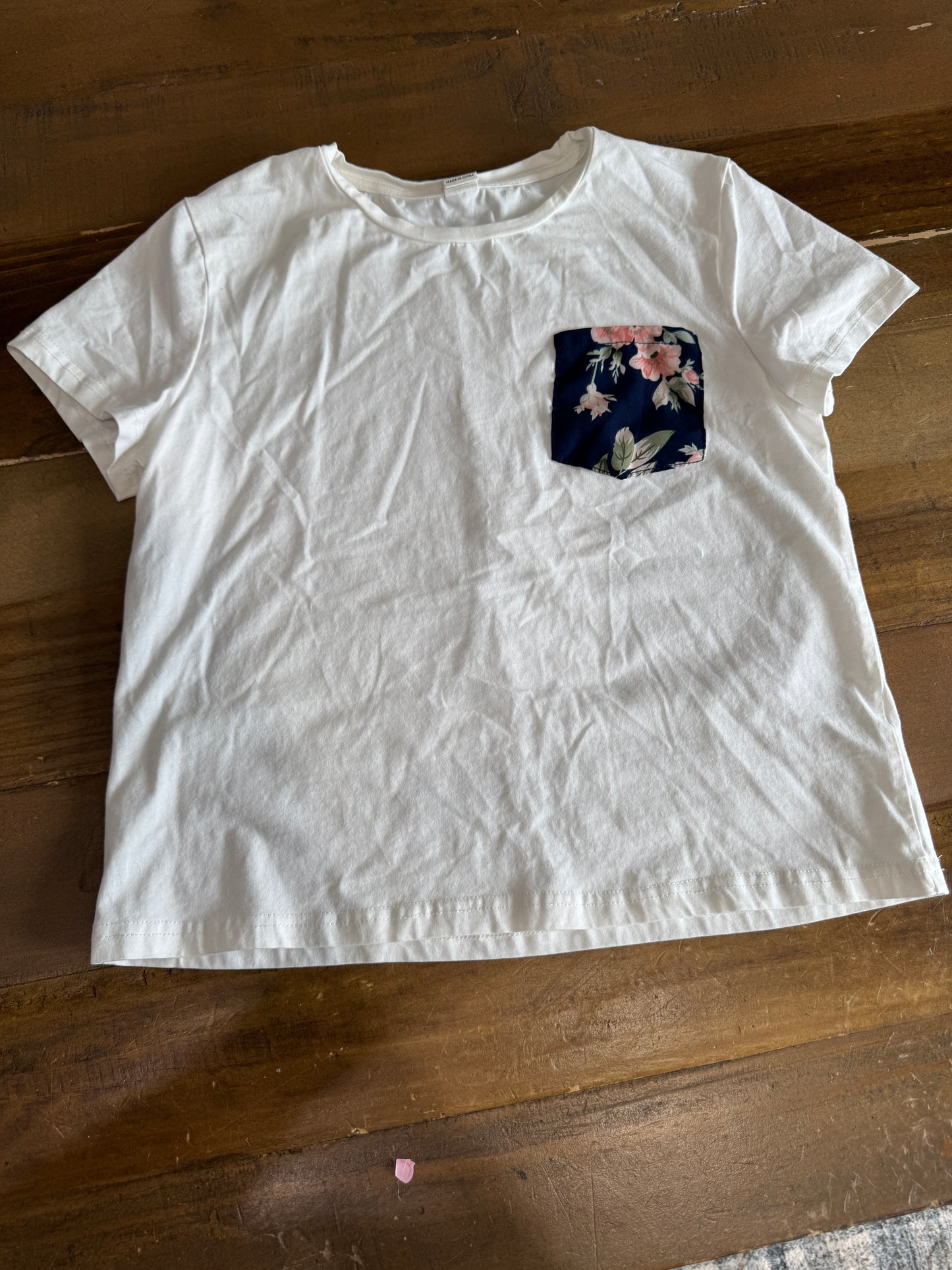 Navy Floral Pocket Tee Girls 12