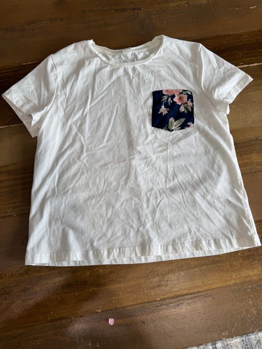 Navy Floral Pocket Tee Girls 12