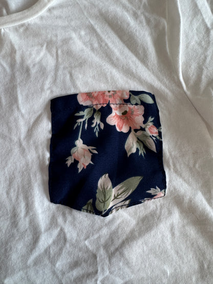 Navy Floral Pocket Tee Girls 12