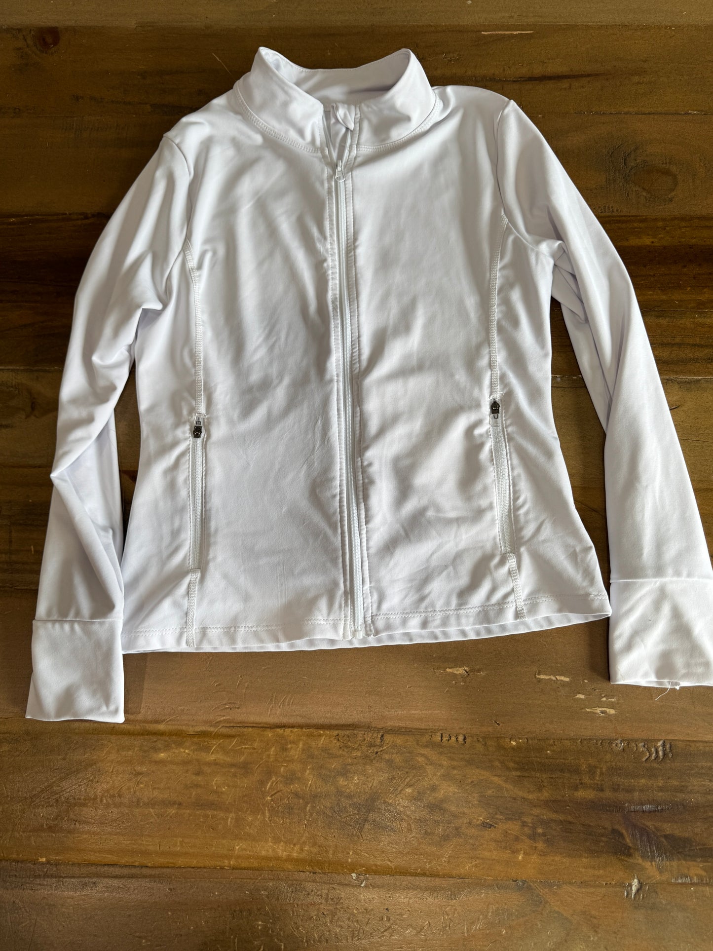 White Zip Up Athletic Jacket Girl's 12