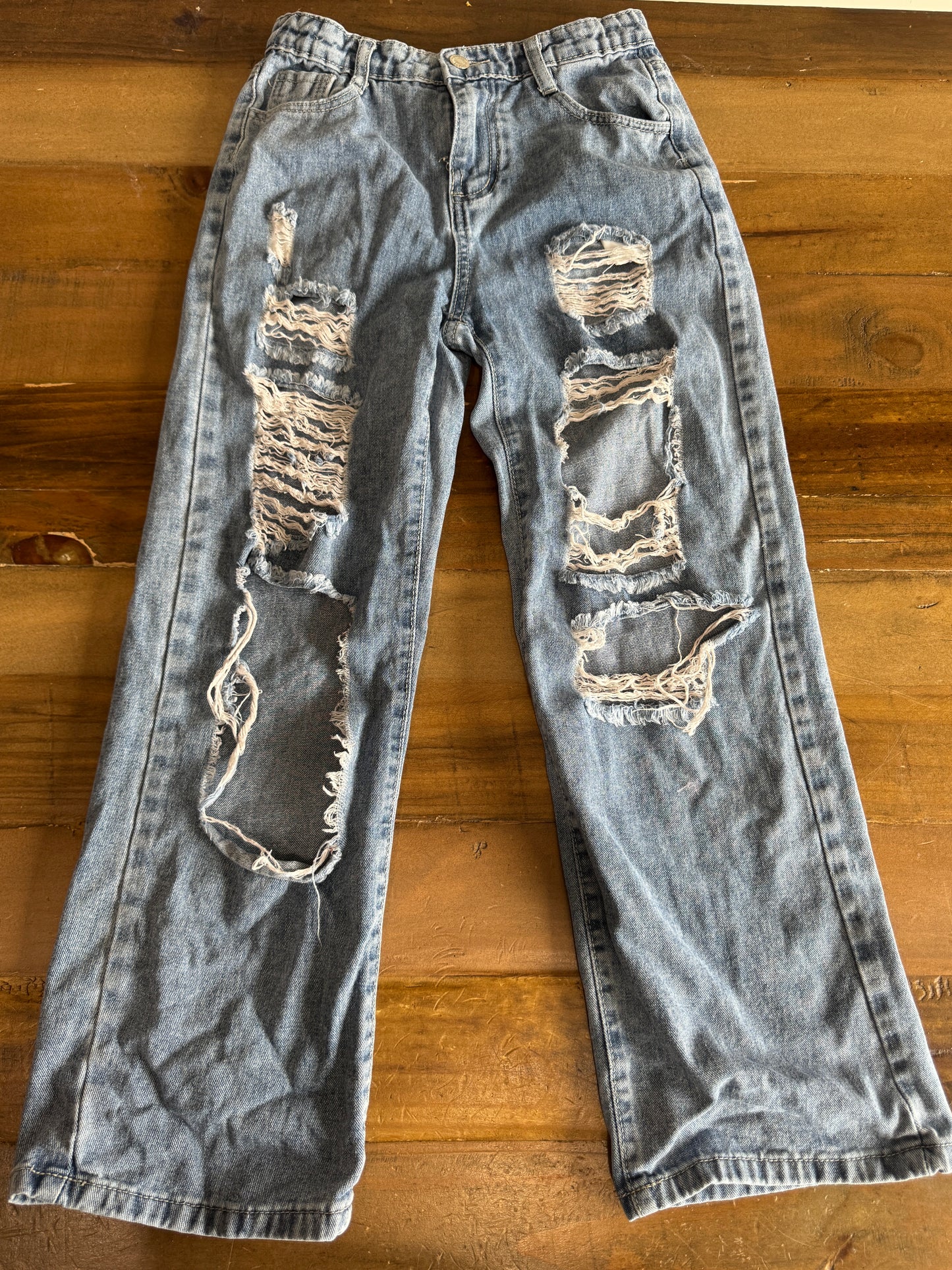 Ultra Distressed Wide Leg Jean Girl's 14