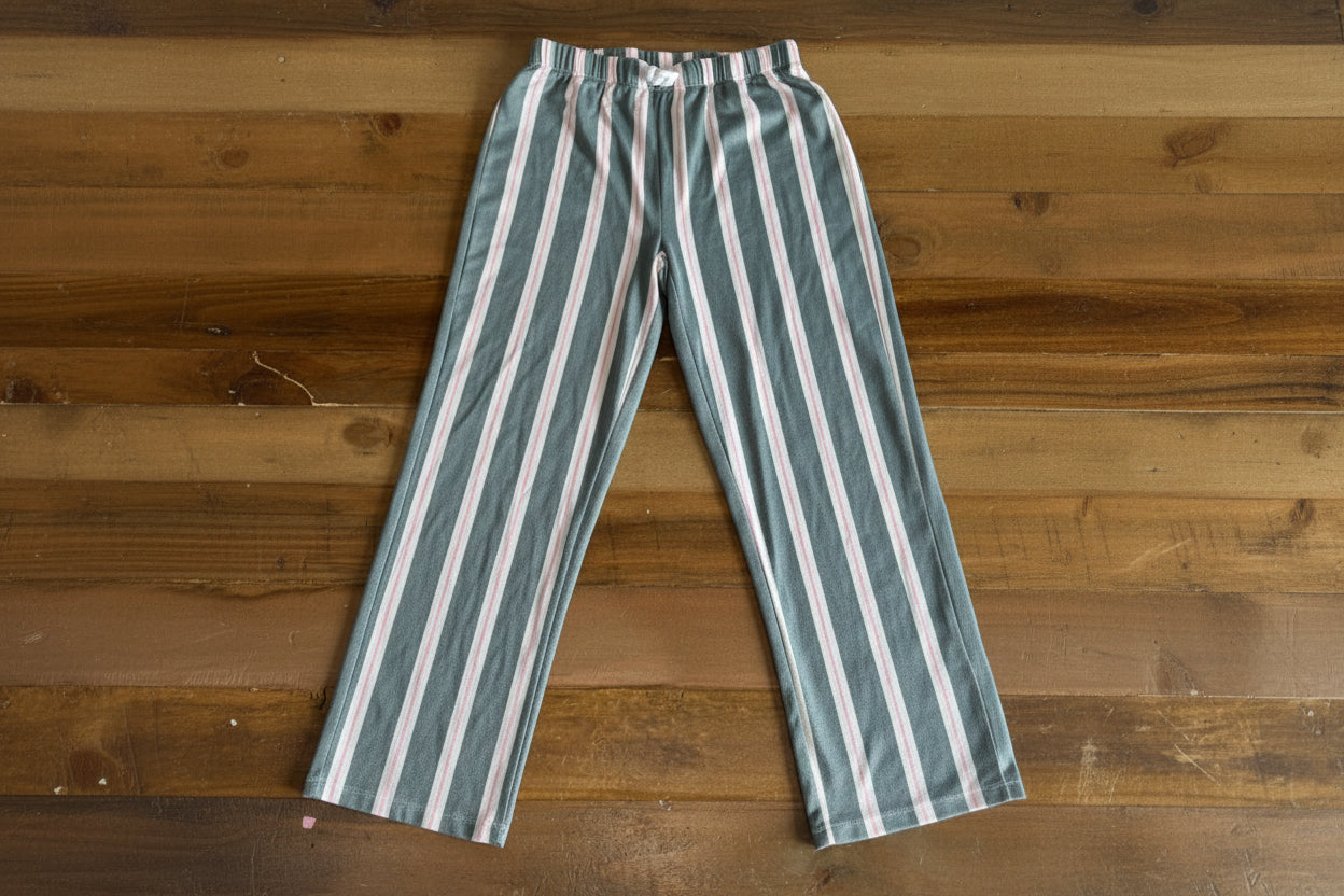 Soft Wide Leg Cozy Pant, Pink & Grey Stripe, Girls 14 XL