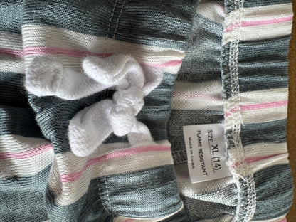 Soft Wide Leg Cozy Pant, Pink & Grey Stripe, Girls 14 XL