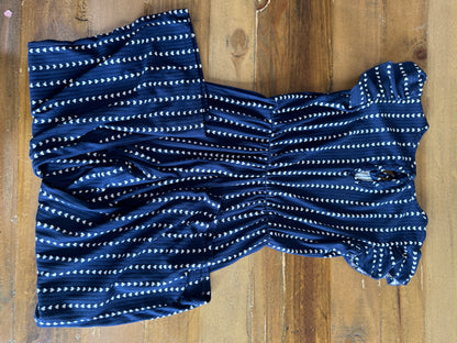 Soft Navy Jumpsuit with Ruffle Sleeve and Heart Print, Size 10