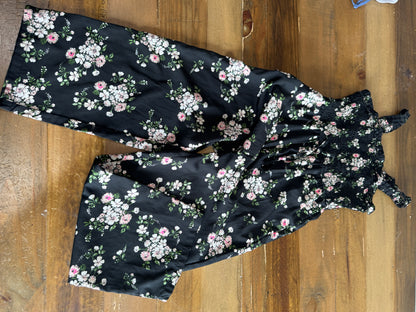Girls Ribbed Bodice, Wide Leg Floral Jumpsuit, Size 10