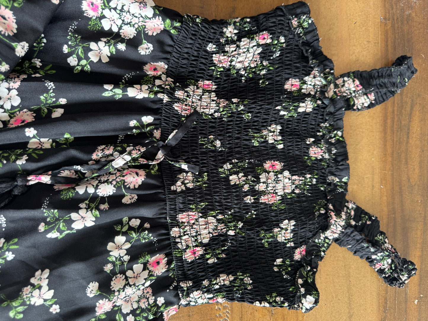 Girls Ribbed Bodice, Wide Leg Floral Jumpsuit, Size 10