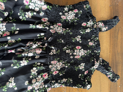 Girls Ribbed Bodice, Wide Leg Floral Jumpsuit, Size 10