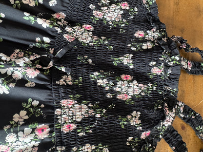 Girls Ribbed Bodice, Wide Leg Floral Jumpsuit, Size 10