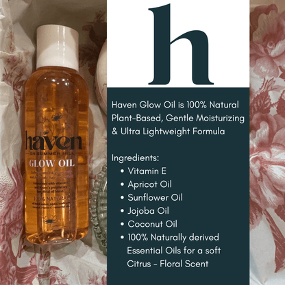 All Natural Citrus Floral Vitamin E Glow Oil - Haven on Summer HillBody Oil4oz Drop Cap Bottle